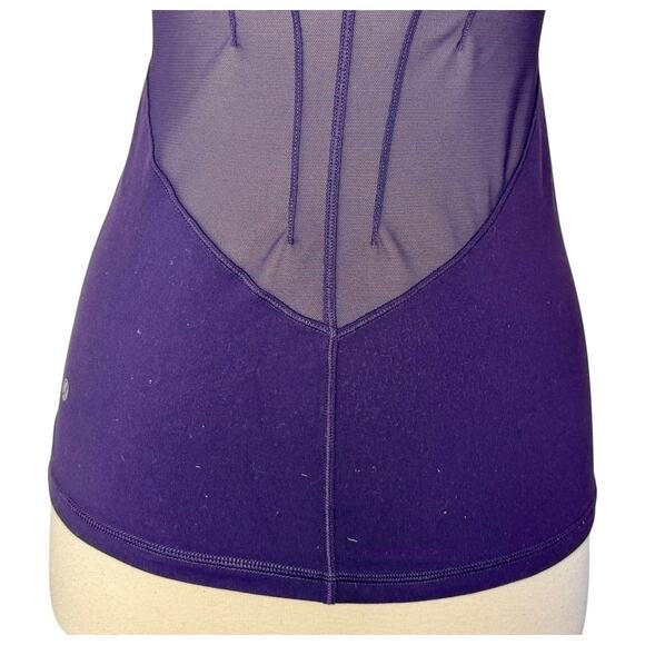LULULEMON Exquisite Mesh Tank Top Nightfall Deep Blue Purple Built In Bra Size 4 - Picture 8 of 13